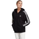 Adidas Bluza damska adidas Essentials 3-Stripes French Terry Oversized Full-Zip Hoodie czarno-biała IC8782