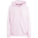 Adidas Bluza damska adidas Essentials 3-Stripes French Terry Oversized Full-Zip Hoodie różowa IR6132