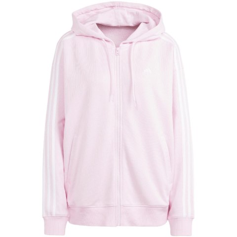 Adidas Bluza damska adidas Essentials 3-Stripes French Terry Oversized Full-Zip Hoodie różowa IR6132