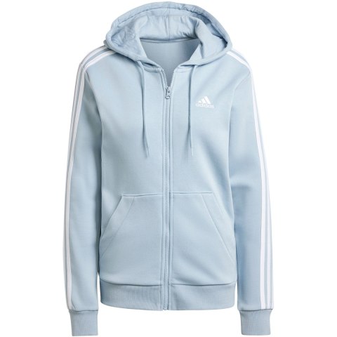 Adidas Bluza damska adidas Essentials 3-Stripes Full-Zip Fleece błękitna IR6076