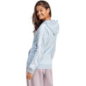 Adidas Bluza damska adidas Essentials 3-Stripes Full-Zip Fleece błękitna IR6076