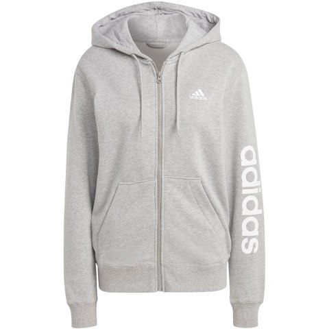 Adidas Bluza damska adidas Essentials Linear Full-Zip French Terry Hoodie szara IC6866