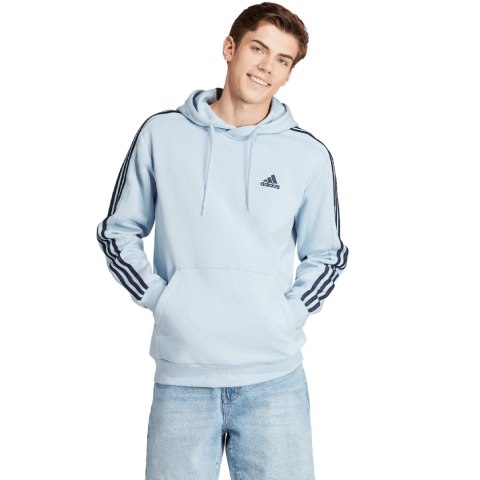 Adidas Bluza męska adidas Essentials Fleece 3-Stripes Hoodie błękitna IS0004 Adidas Bluza męska adidas Essentials Fleece 3-Stripes Hoodie błękitna IS0004