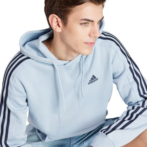 Adidas Bluza męska adidas Essentials Fleece 3-Stripes Hoodie błękitna IS0004 Adidas Bluza męska adidas Essentials Fleece 3-Stripes Hoodie błękitna IS0004