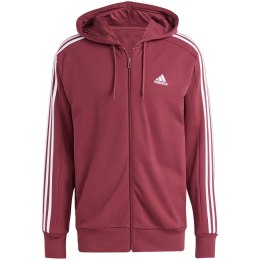 Adidas Bluza męska adidas Essentials French Terry 3-Stripes Full-Zip Hoodie bordowa IS1365