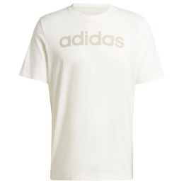 Adidas Koszulka męska adidas Essentials Single Jersey Linear Embroidered Logo Tee kremowa IS1345