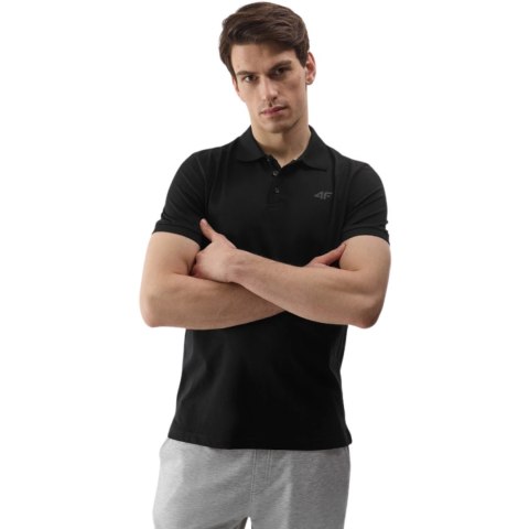 4F Koszulka męska polo 4F M129 głęboka czerń 4FWSS24TPTSM129 20S 4F Koszulka męska polo 4F M129 głęboka czerń 4FWSS24TPTSM129 20S