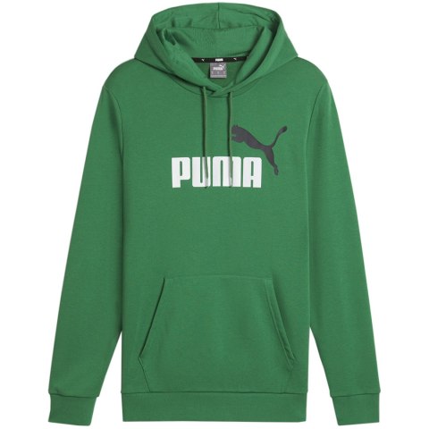 Puma Bluza męska Puma ESS+ 2 Col Big Logo Hoodie TR zielona 586765 86