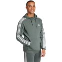 Adidas Bluza męska adidas Essentials Fleece 3-Stripes Hoodie zielona IX2366