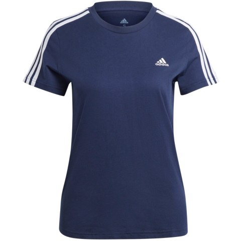 Adidas Koszulka damska adidas Essentials Slim 3-Stripes Tee granatowa IM2791