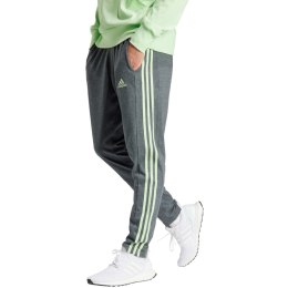 Adidas Spodnie męskie adidas Essentials Single Jersey Tapered Open Hem 3-Stripes ciemnoszare IS1367