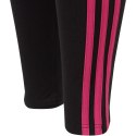 Adidas Legginsy dla dzieci adidas Essentials 3-Stripes Cotton Tights czarno-różowe IC3627