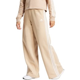 Adidas Spodnie damskie adidas Essentials 3-Stripes Fleece Wide beżowe IR5385