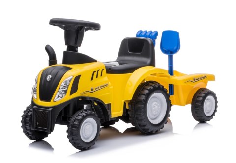 Jeździk pchacz chodzik traktor z przyczepą New Holland żółty Jeździk pchacz chodzik traktor z przyczepą New Holland żółty