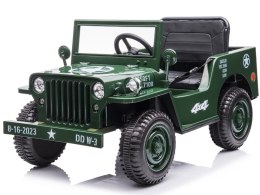 Wojskowe Auto na akumulator Willys + pilot PA0263 zielony