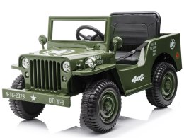 Wojskowe Auto na akumulator Willys + pilot PA0263 zielony