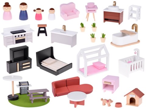 Nowoczesny Drewniany Domek dla Lalek w Stylu LOFT + lalki meble ZA5073 Nowoczesny Drewniany Domek dla Lalek w Stylu LOFT + lalki meble ZA5073