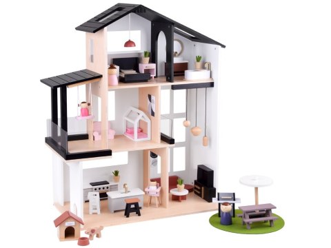 Nowoczesny Drewniany Domek dla Lalek w Stylu LOFT + lalki meble ZA5073 Nowoczesny Drewniany Domek dla Lalek w Stylu LOFT + lalki meble ZA5073