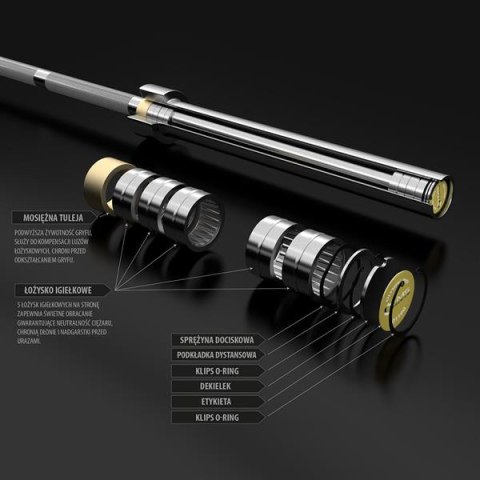 HMS PREMIUM GO1100 + ZG1500 GOLDEN GRYF OLIMPIJSKI 20KG 2200MM HMS PREMIUM HMS PREMIUM GO1100 + ZG1500 GOLDEN GRYF OLIMPIJSKI 20KG 2200MM HMS PREMIUM