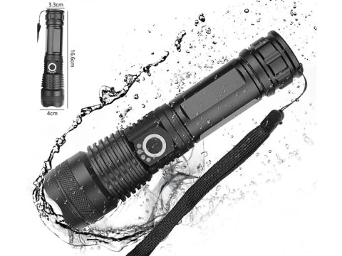 Mocna Latarka LED akumulatorowa USB wodoodporna SP0799 Mocna Latarka LED akumulatorowa USB wodoodporna SP0799
