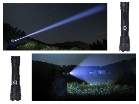 Mocna Latarka LED akumulatorowa USB wodoodporna SP0799 Mocna Latarka LED akumulatorowa USB wodoodporna SP0799