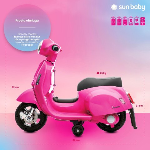Jeździk akumulatorowy Scooter Vespa fuksja Jeździk akumulatorowy Scooter Vespa fuksja