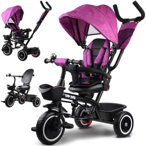 Rowerek trójkołowy Tiny Bike 3w1 różowy z daszkiem SP0650 różowy