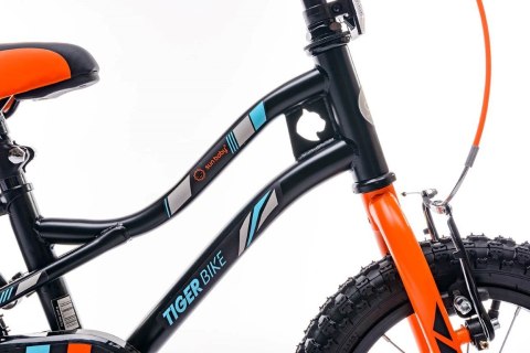 Rowerek dla chłopca 16 cali Tiger Bike z pchaczem czarno - pomarańczow - turkusowy Rowerek dla chłopca 16 cali Tiger Bike z pchaczem czarno - pomarańczow - turkusowy