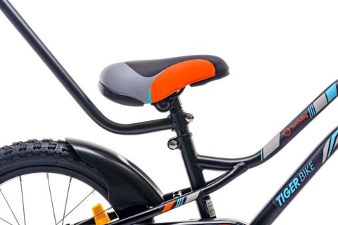 Rowerek dla chłopca 16 cali Tiger Bike z pchaczem czarno - pomarańczow - turkusowy Rowerek dla chłopca 16 cali Tiger Bike z pchaczem czarno - pomarańczow - turkusowy