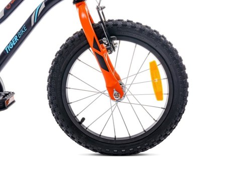 Rowerek dla chłopca 16 cali Tiger Bike z pchaczem czarno - pomarańczow - turkusowy Rowerek dla chłopca 16 cali Tiger Bike z pchaczem czarno - pomarańczow - turkusowy