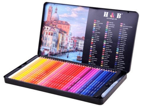 Zestaw kredki akwarelowe 72 kolory etui zestaw w metalowym piórniku AP0006 Zestaw kredki akwarelowe 72 kolory etui zestaw w metalowym piórniku AP0006