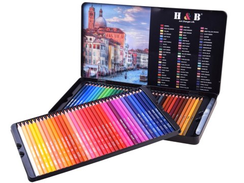 Zestaw kredki akwarelowe 72 kolory etui zestaw w metalowym piórniku AP0006 Zestaw kredki akwarelowe 72 kolory etui zestaw w metalowym piórniku AP0006