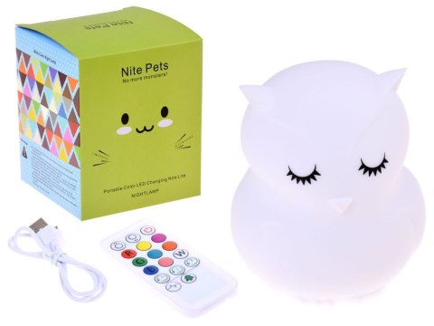Sowa Silikonowa miękka lampka nocna led RBG + pilot ZA3295 Sowa Silikonowa miękka lampka nocna led RBG + pilot ZA3295