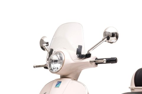 Jeździk akumulatorowy Scooter Vespa z kuferkiem biały Jeździk akumulatorowy Scooter Vespa z kuferkiem biały