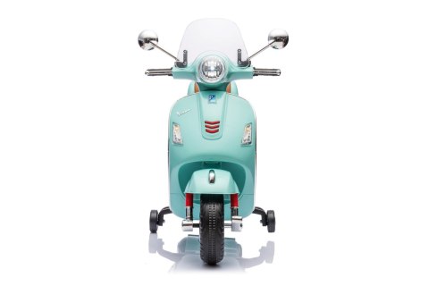 Jeździk akumulatorowy Scooter Vespa z kuferkiem turkusowy Jeździk akumulatorowy Scooter Vespa z kuferkiem turkusowy