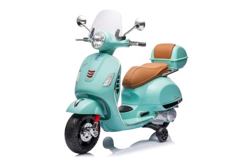 Jeździk akumulatorowy Scooter Vespa z kuferkiem turkusowy Jeździk akumulatorowy Scooter Vespa z kuferkiem turkusowy