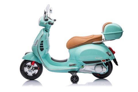 Jeździk akumulatorowy Scooter Vespa z kuferkiem turkusowy Jeździk akumulatorowy Scooter Vespa z kuferkiem turkusowy
