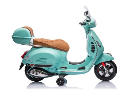 Jeździk akumulatorowy Scooter Vespa z kuferkiem turkusowy Jeździk akumulatorowy Scooter Vespa z kuferkiem turkusowy