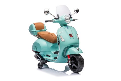 Jeździk akumulatorowy Scooter Vespa z kuferkiem turkusowy Jeździk akumulatorowy Scooter Vespa z kuferkiem turkusowy