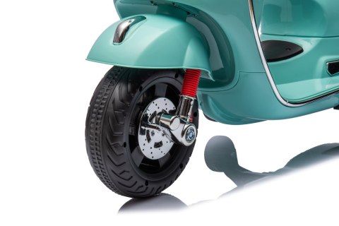 Jeździk akumulatorowy Scooter Vespa z kuferkiem turkusowy Jeździk akumulatorowy Scooter Vespa z kuferkiem turkusowy