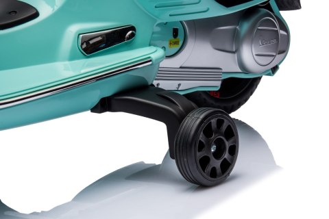 Jeździk akumulatorowy Scooter Vespa z kuferkiem turkusowy Jeździk akumulatorowy Scooter Vespa z kuferkiem turkusowy