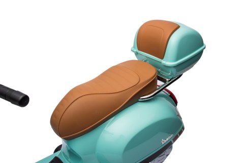 Jeździk akumulatorowy Scooter Vespa z kuferkiem turkusowy Jeździk akumulatorowy Scooter Vespa z kuferkiem turkusowy