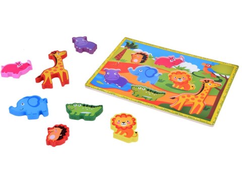 Drewniane puzzle układanka zwierzątka safari 7ele dopasuj kształty ZA5256 Drewniane puzzle układanka zwierzątka safari 7ele dopasuj kształty ZA5256