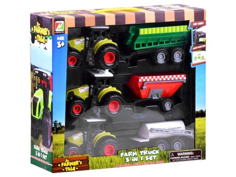 Zestaw 3 x Traktor + przyczepa dla farmera ZA3908 Zestaw 3 x Traktor + przyczepa dla farmera ZA3908