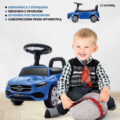 Jeździk dla dziecka, pchacz, chodzik, Mercedes C-Class niebieski Jeździk dla dziecka, pchacz, chodzik, Mercedes C-Class niebieski