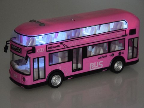 Różowy Autobus piętrowy otwierane drzwi dźwiek ZA4748 Różowy Autobus piętrowy otwierane drzwi dźwiek ZA4748