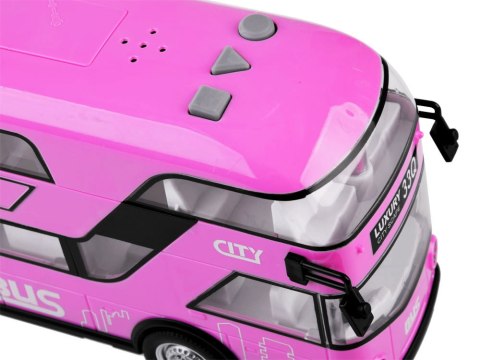 Różowy Autobus piętrowy otwierane drzwi dźwiek ZA4748 Różowy Autobus piętrowy otwierane drzwi dźwiek ZA4748