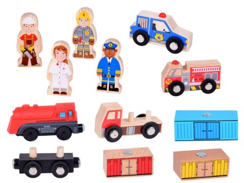 Drewniana Kolejka Klocki zbuduj Miasto Pociąg lokomotywa 100 elem ZA5380 Drewniana Kolejka Klocki zbuduj Miasto Pociąg lokomotywa 100 elem ZA5380