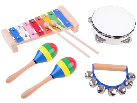 Drewniany zestaw instrumentów 4w1 zabawka IN0134 Drewniany zestaw instrumentów 4w1 zabawka IN0134