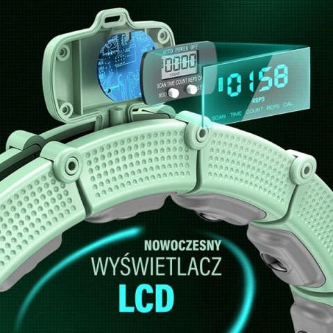 HMS ZESTAW HULA HOP MAGNETYCZNY GREEN HHM14 Z LICZNIKIEM HMS + PAS WYSZCZUPLAJĄCY BR163 BLACK HMS ZESTAW HULA HOP MAGNETYCZNY GREEN HHM14 Z LICZNIKIEM HMS + PAS WYSZCZUPLAJĄCY BR163 BLACK